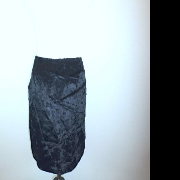 BLUMARINE ITALY BLACK FAUX FUR VELVETY PENCIL STRAIGHT SKIRT I40 M 4 6 - Picture 2 of 4